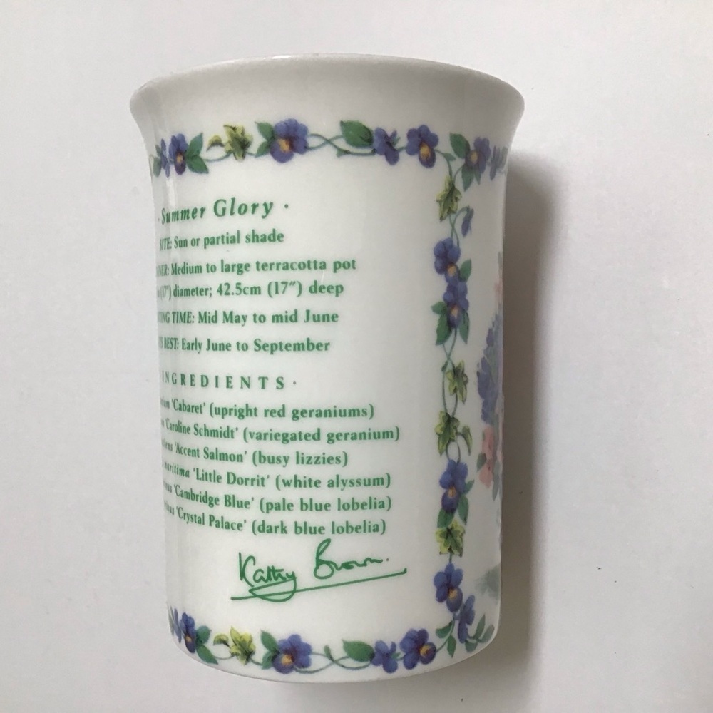 Queen's Fine Bone China Tea Cup Geranium Recipe Gardening Coffee Mug Kathy Brown - Picture 8 of 16